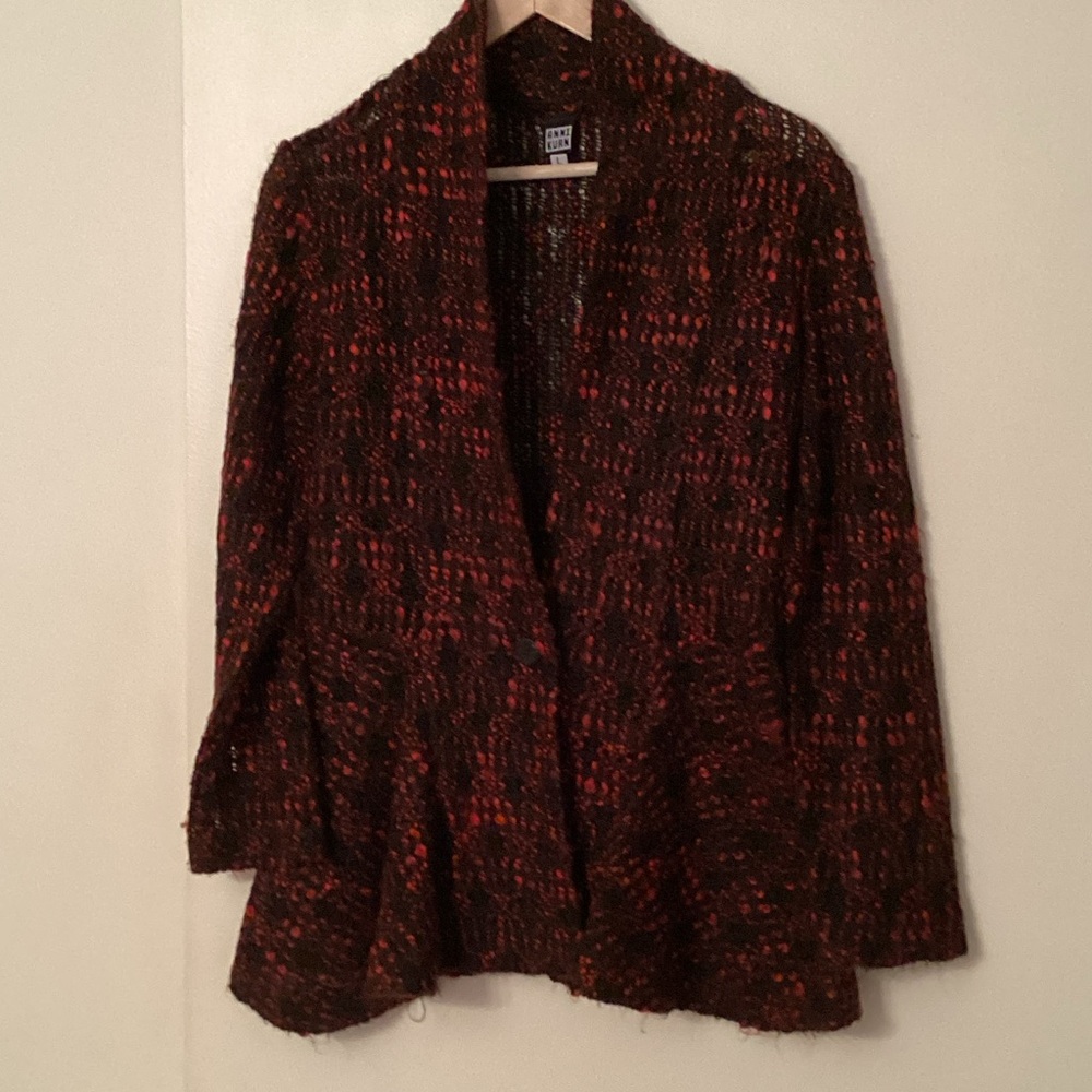 Vintage Anni Kuan knit black and red sweater Blazer with peplum